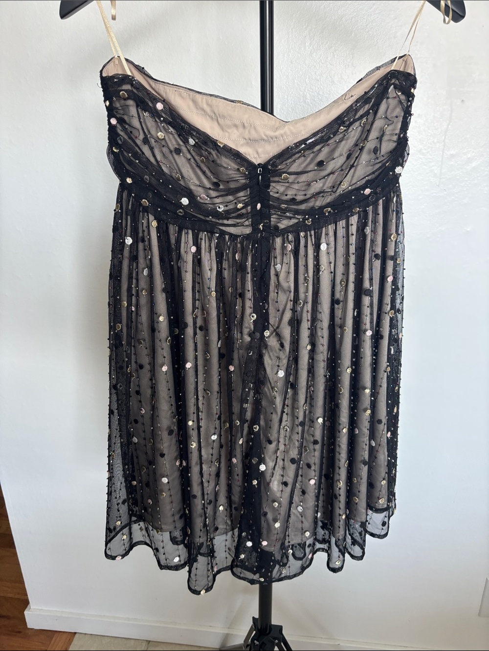 Black Sequin Strapless Party Dress - Picture 4 of 5